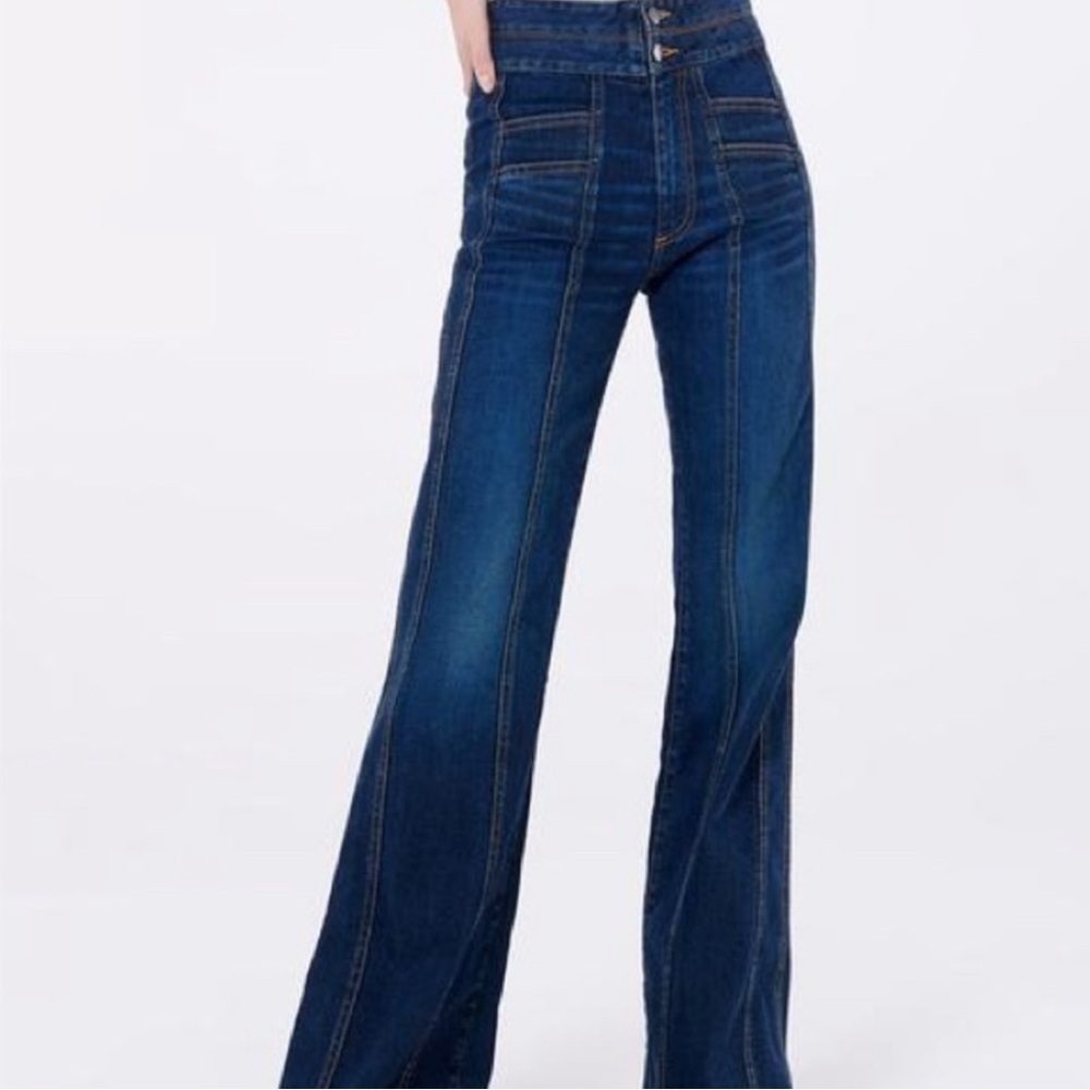 Veronica Beard Dark Wash Wide Leg Jeans
